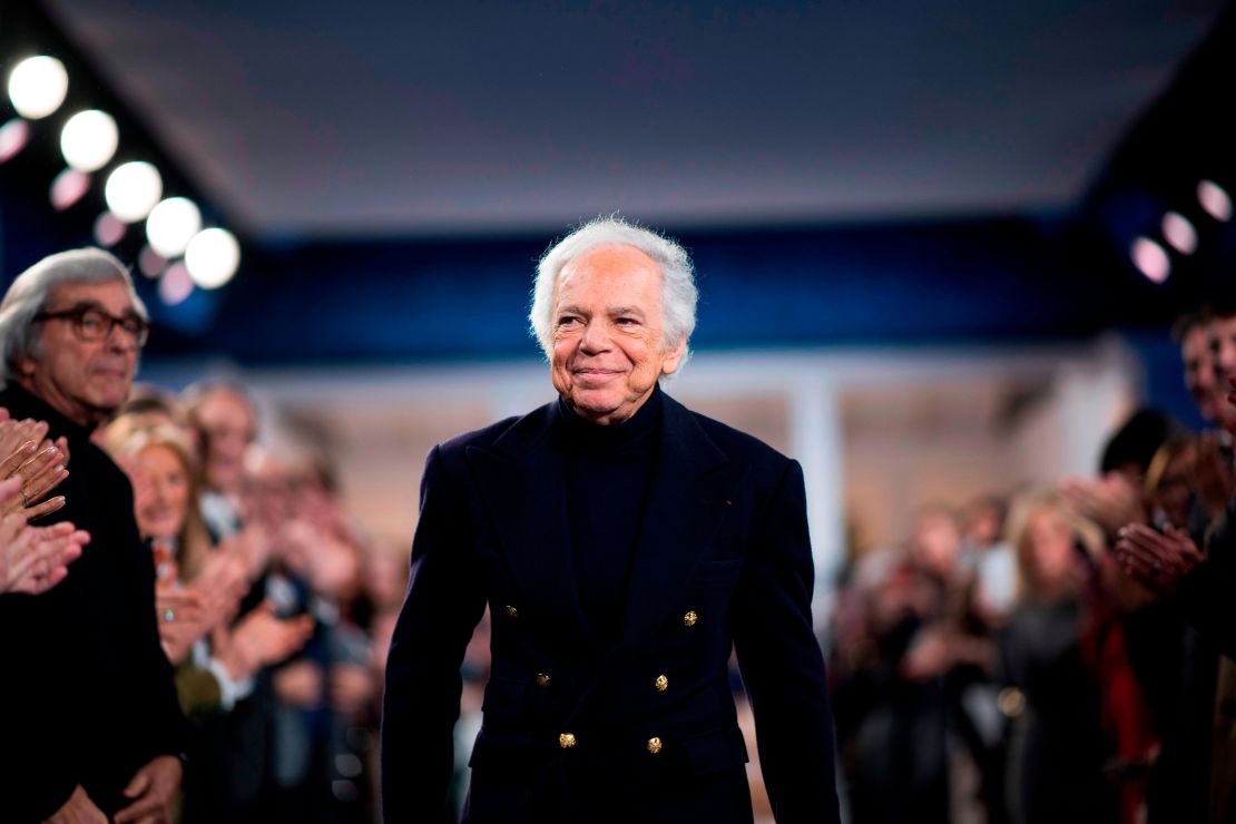 American fashion designer Ralph Lauren greets attendees after presenting his creations during the New York Fashion Week on February 12, 2018, in New York.