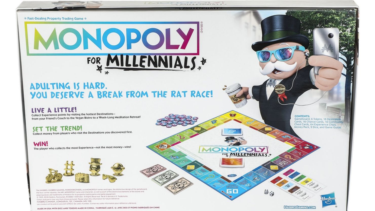 Monopoly for Millennials allows young fans to take "a break from the rat race," Hasbro says