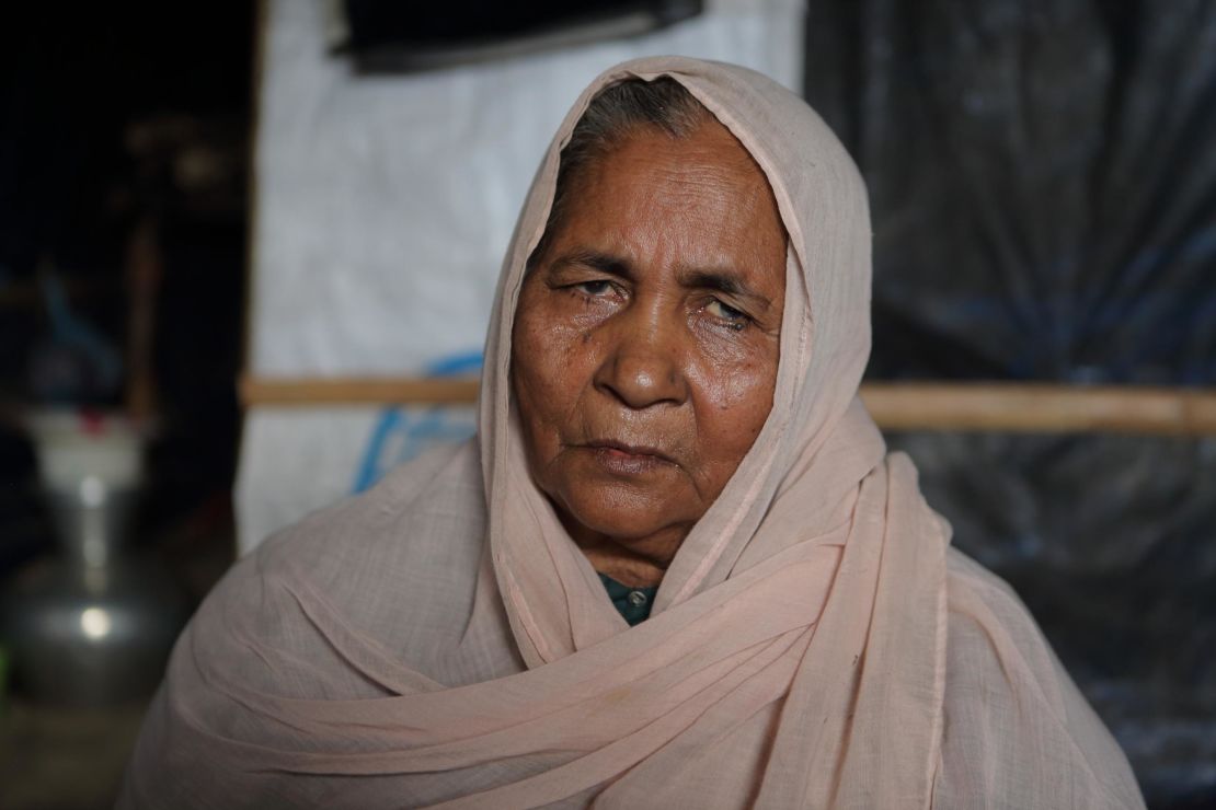 Sixty-year-old Rohingya refugee Rahima Khatun in Cox's Baxar, Bangladesh