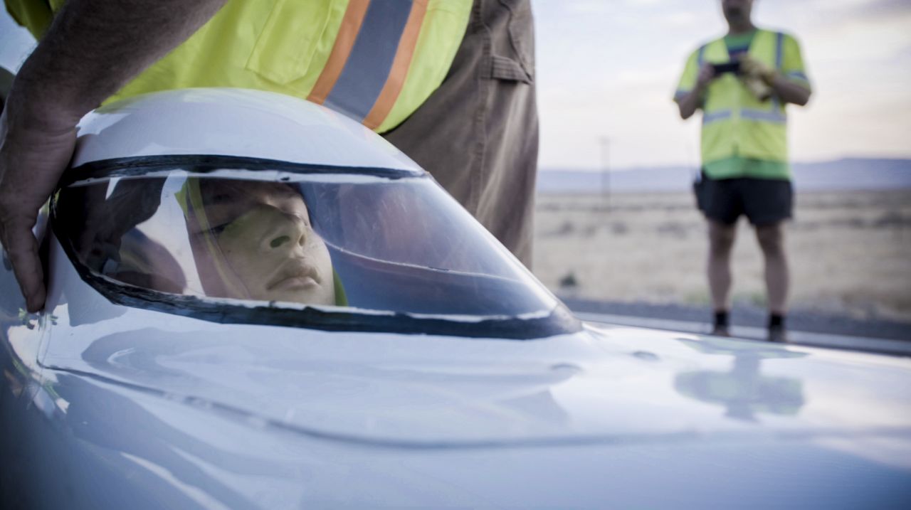 University teams and enterprising individuals bring their bike designs to the Nevada desert every year to attempt to be the fastest person on Earth without an engine. Ishtey Amminger broke a world record this year for the junior men's division.