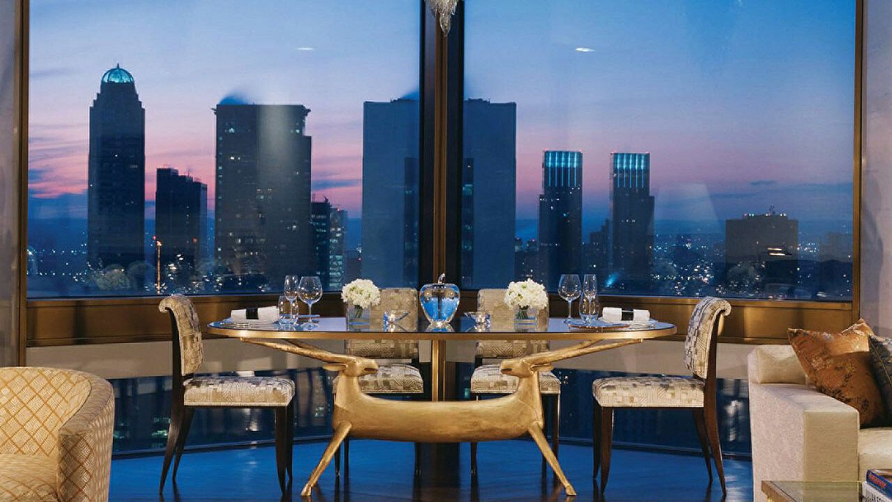 <strong>Suite in the sky: </strong>The Ty Warner Penthouse on the 52nd floor of the Four Seasons Hotel New York goes for an eye-popping $50,000 per night. 