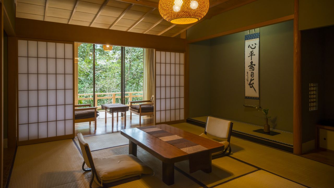 Kaiseki, multi-course haute cuisine, is served in the guestrooms or in private dining rooms each night. At Kayotei, the ingredients are hyper-local, and dishes are presented as works of art.
