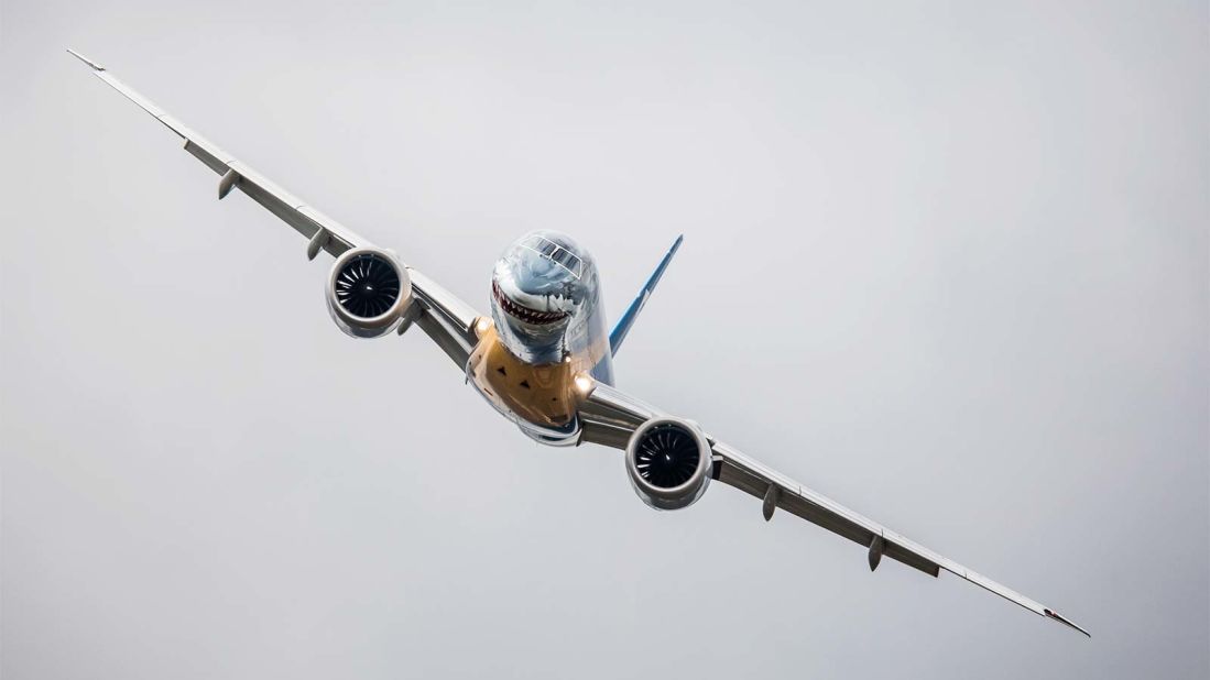 <strong>Entering service: </strong>While the shark-snouted plane continues its world tour, Embraer E2 jets with less showstopping paint jobs are already entering into regular passenger service. 