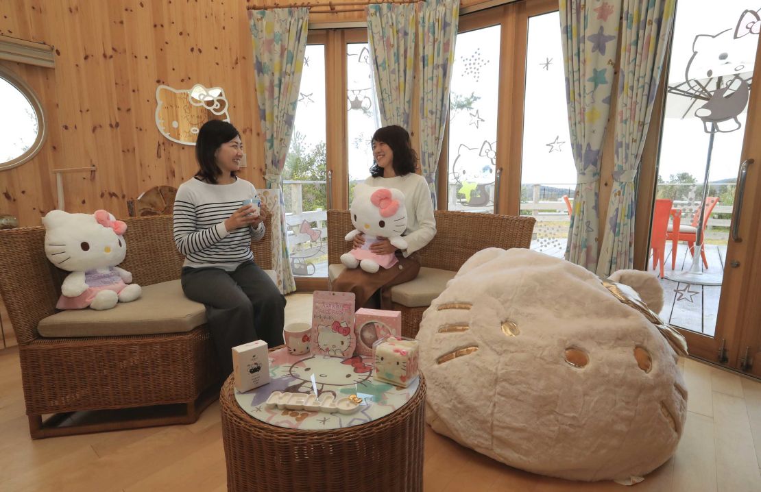 An interior shot of the new Hello Kitty cabin.