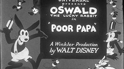 The title screen of 'Poor Papa,' another Disney animation featuring the character Oswald the Lucky Rabbit.