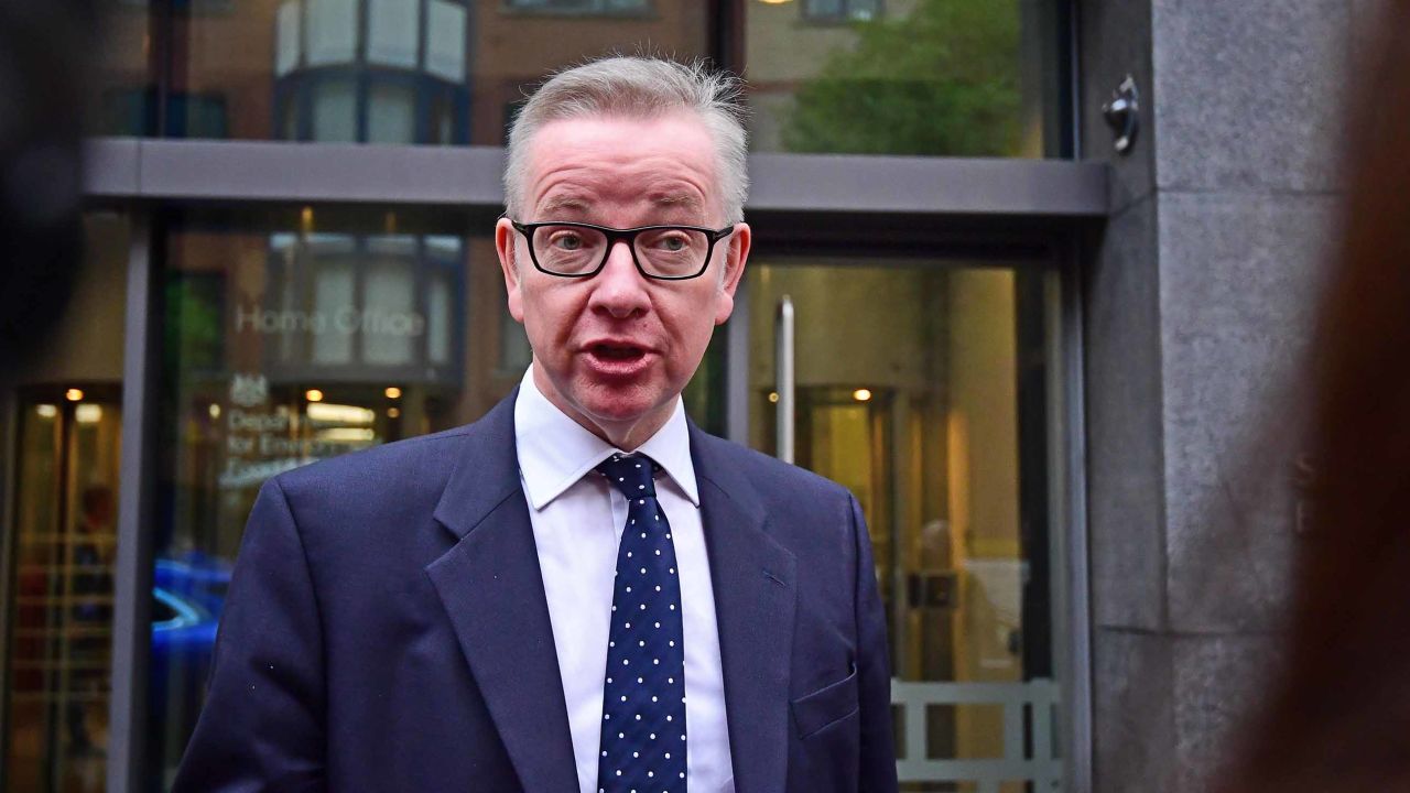 Environment Secretary Michael Gove speaks Friday outside the Department for Environment, Food and Rural Affairs in London.