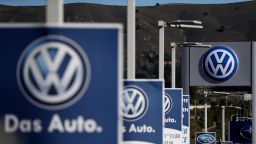 COLMA, CA - NOVEMBER 18:  The Volkswagen logo is displayed at Serramonte Volkswagen on November 18, 2016 in Colma, California. Volkswagen announced plans to lay off 30,000 workers in an effort to boost profits in the wake of the recent emissions scandal.  (Photo by Justin Sullivan/Getty Images)