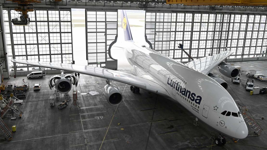 This A380 is one of five Lufthansa superjumbos based at Munich.