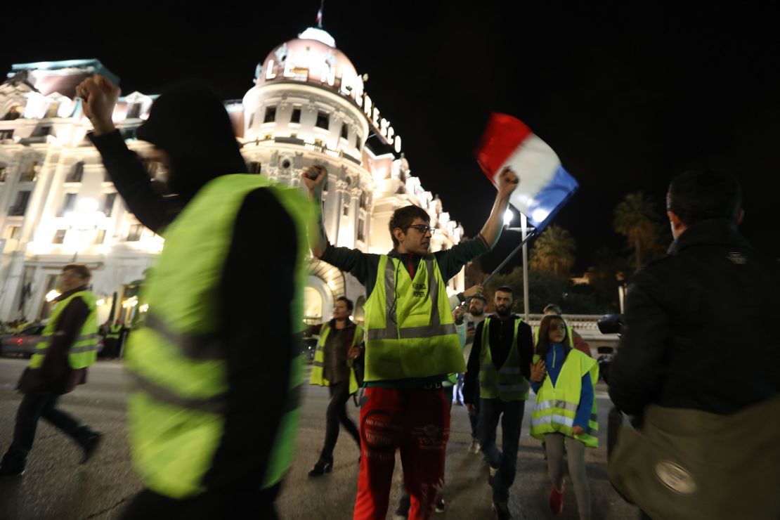 A protest against rising fuel and oil prices takes place in Nice, southeastern France, on November 15.