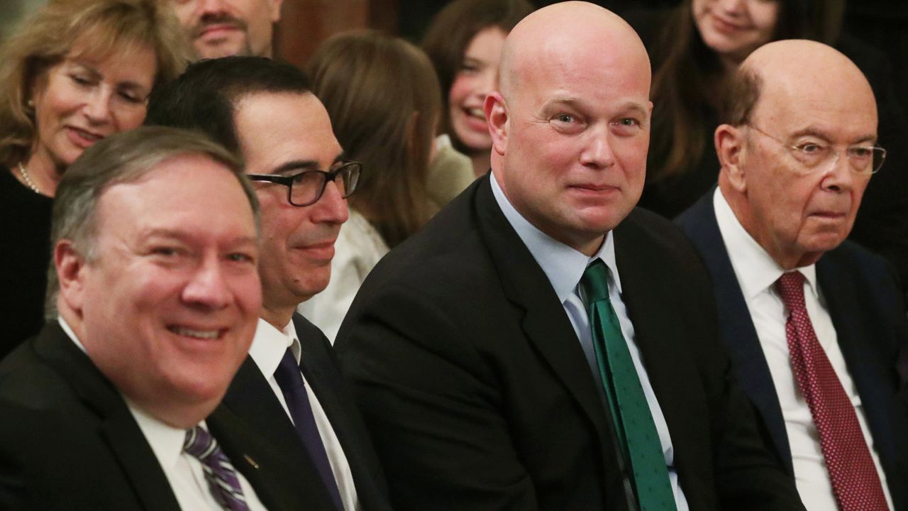 Acting U.S. Attorney General Matthew Whitaker sits during a ceremony in the East Room of the White House in Washington in November 2018. REUTERS/Jonathan Ernst
