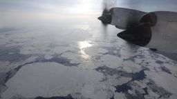 IN FLIGHT, GREENLAND - MARCH 30:  Sea ice is seen from NASA's Operation IceBridge research aircraft off the northwest coast on March 30, 2017 above Greenland. NASA's Operation IceBridge has been studying how polar ice has evolved over the past nine years and is currently flying a set of eight-hour research flights over ice sheets and the Arctic Ocean to monitor Arctic ice loss aboard a retrofitted 1966 Lockheed P-3 aircraft. According to NASA scientists and the National Snow and Ice Data Center (NSIDC), sea ice in the Arctic appears to have reached its lowest maximum wintertime extent ever recorded on March 7. Scientists have said the Arctic has been one of the regions hardest hit by climate change.  (Photo by Mario Tama/Getty Images)