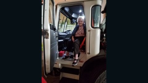 Margaret Newsum, 93, got a ride from garbage collector Dane Ray Cummings to escape the Camp Fire.