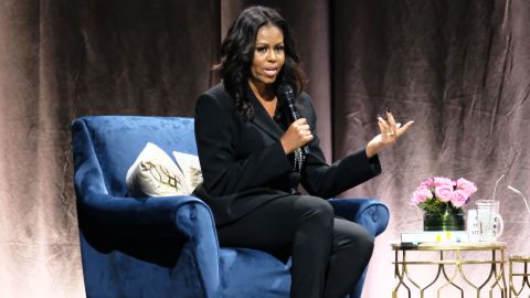 Former US First Lady Michelle Obama discusses her new book 'Becoming' on November 17 in Washington.