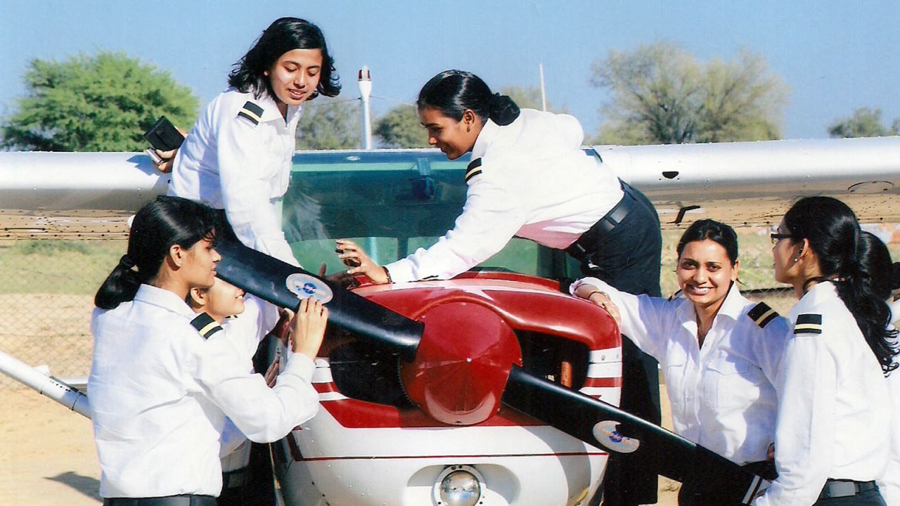 <strong>Investing in women: </strong>A group of student pilots prepares for flight at Banasthali Vidyapith's School of Aviation. Since its establishment in<strong> </strong>1962<strong>, </strong>the all-women flight school has produced more than<strong> </strong>5,000 alumnae. 
