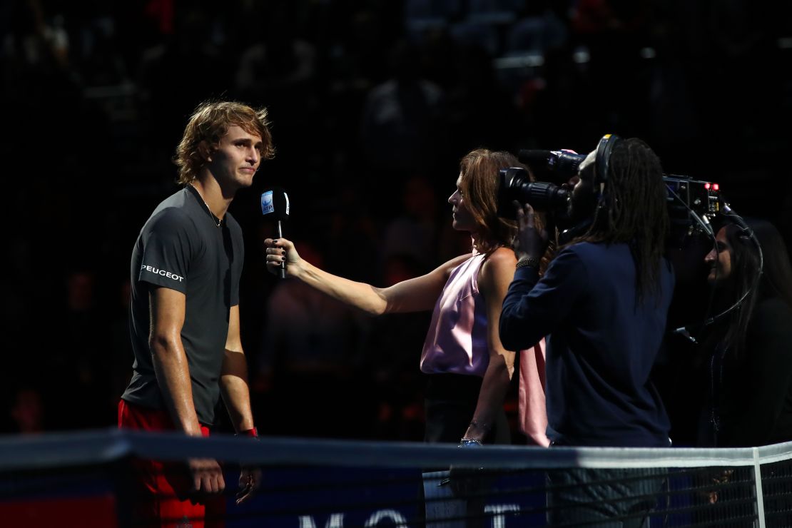 Alexander Zverev was booed by some in the crowd Saturday during his on-court interview. 