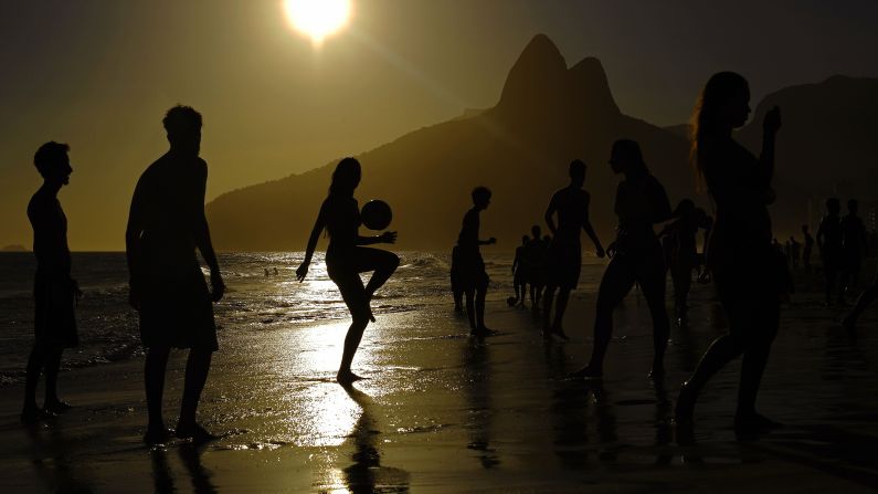 Young people play soccer at Ipanema beach in Rio de Janeiro, Brazil on November 13.