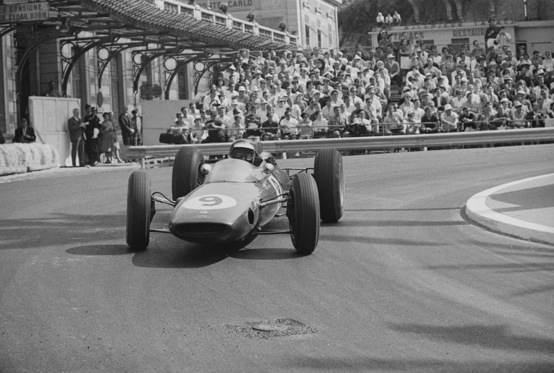 Scottish driver Jim Clark in the Lotus 25 at the 1963 Monaco Grand Prix.