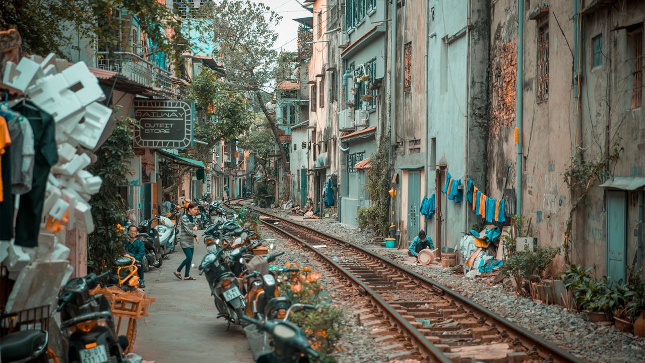 <strong>Hanoi, Vietnam:</strong> A set of colonial-era train tracks running through Hanoi's Old Quarter has become a must-visit spot for tourists.