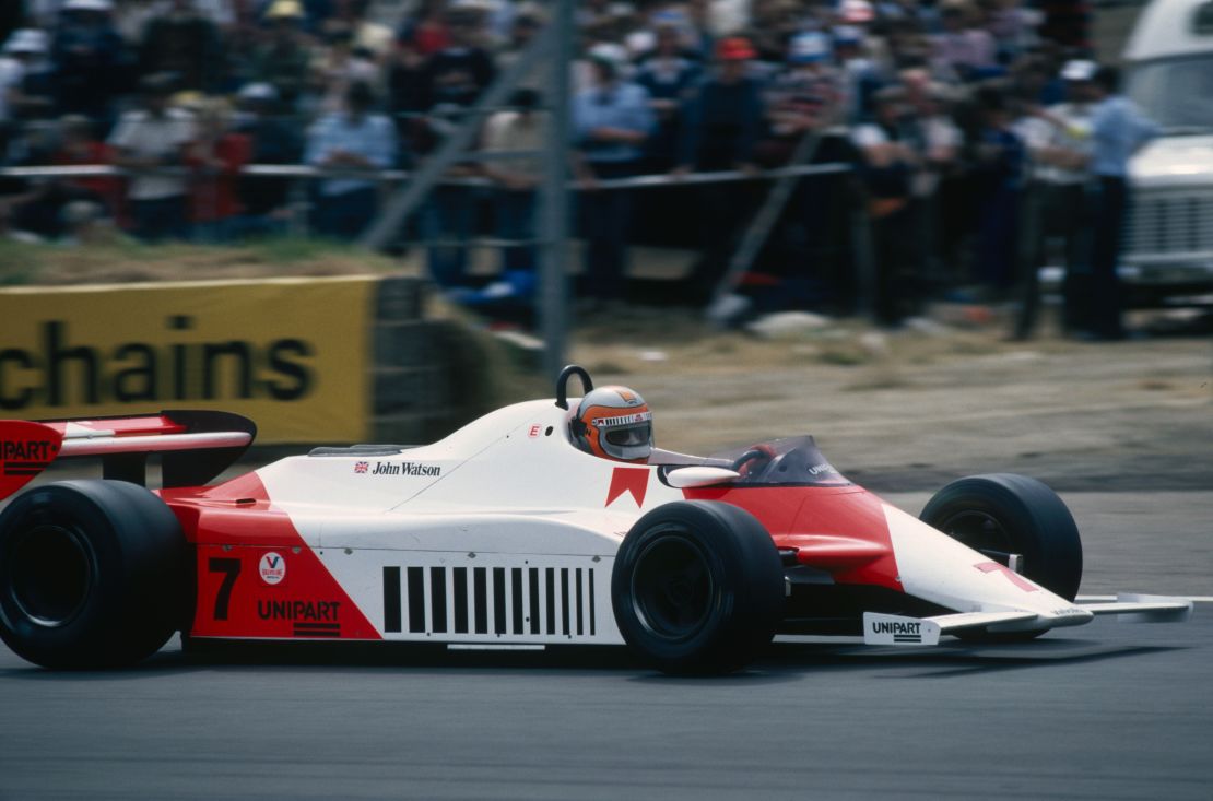 McLaren driver John Watson on his way to winning the 1981 British Grand Prix.