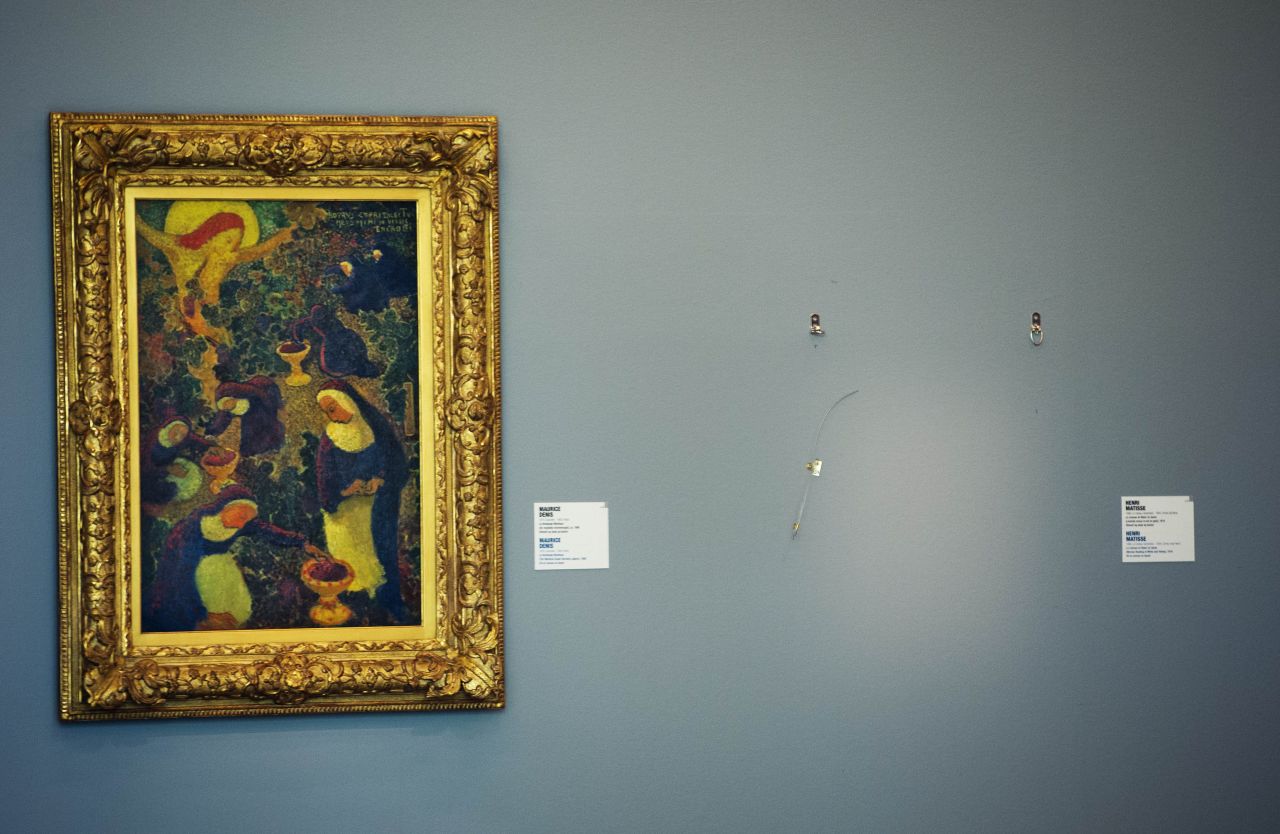 The Kunsthal museum in Rotterdam a day after seven artworks were stolen in a heist. A painting by Henri Matisse was once displayed in the empy space pictured.