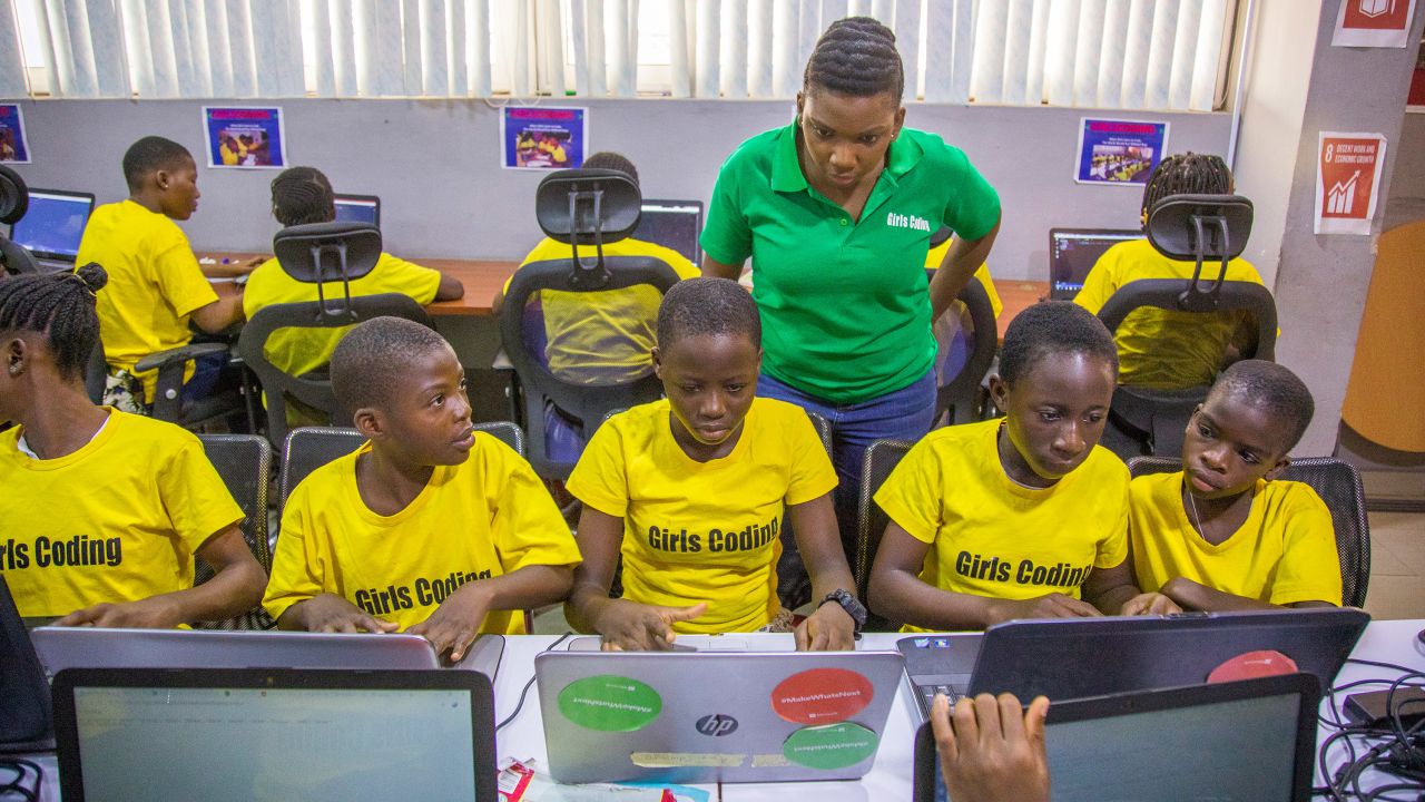 Ajayi-Akinfolarin left her career to teach computer programming to girls in Lagos, where Facebook and Google opened offices earlier this year. A 2013 survey found that less than 8% of Nigerian women are employed in professional, managerial or technology jobs. Ajayi-Akinfolarin hopes to change that statistic. "One thing I want my girls to hold onto is, regardless of where they are coming from, they can make it," she says. "They are coders. They are thinkers. Their future is bright."