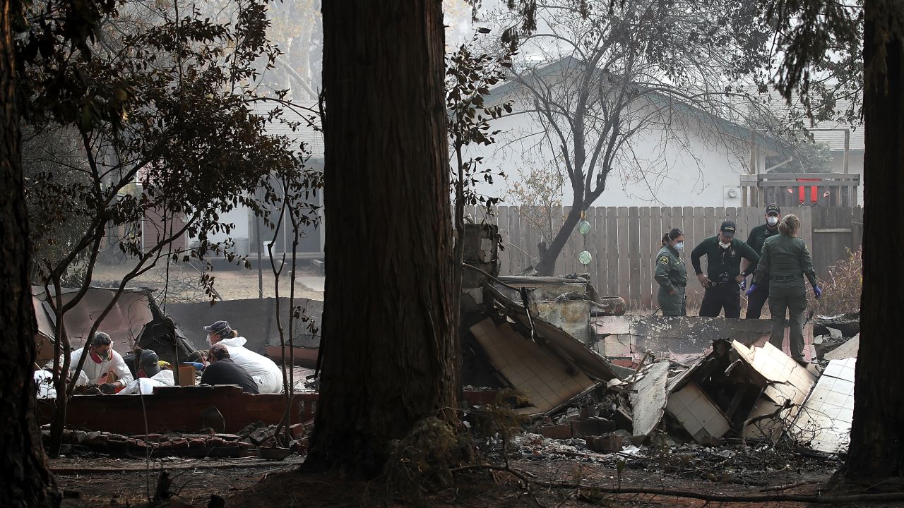 Crews search for human remains last week in Paradise, California, a town virtually wiped out by fire. 