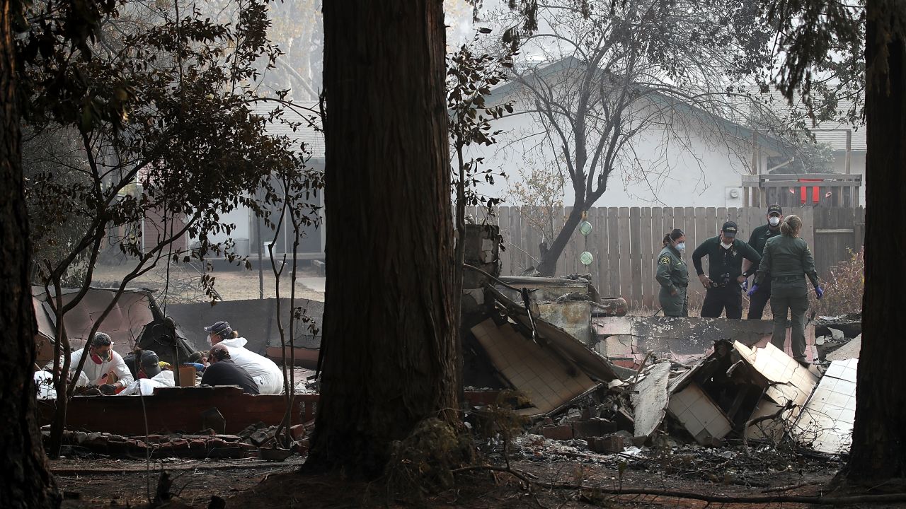 Crews search for human remains in Paradise, California.