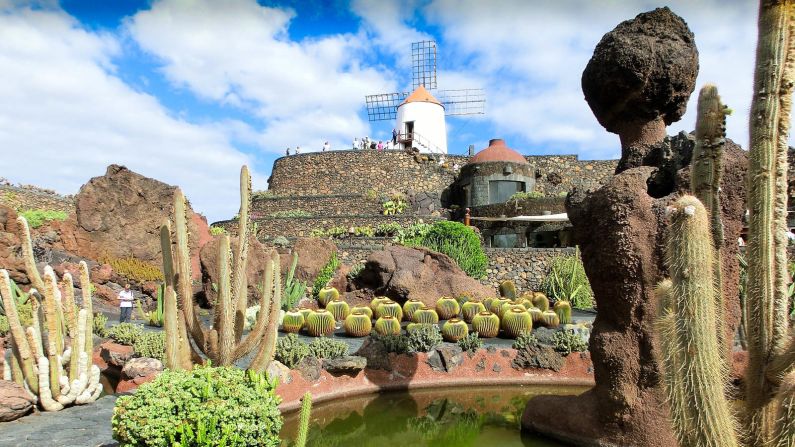 <strong>Jardín de Cactus:</strong> Manrique worked to create tourist attractions that showcased Lanzarote's natural assets. One of his greatest works was the Jardín de Cactus, a giant hollow filled with every conceivable type of spiked plant that took years to develop.