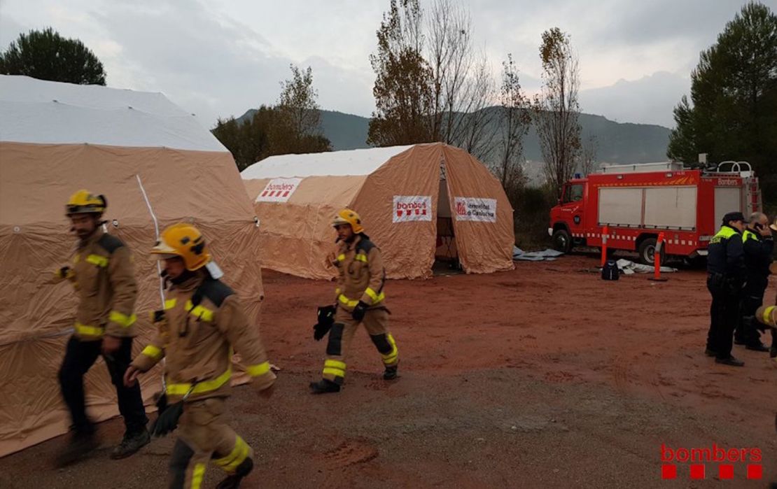 The emergency services' command center near the train derailment.