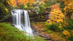 Dry Falls Autumn Waterfalls Highlands NC Forest Fall Foliage in Cullasaja Gorge Blue Ridge Mountains