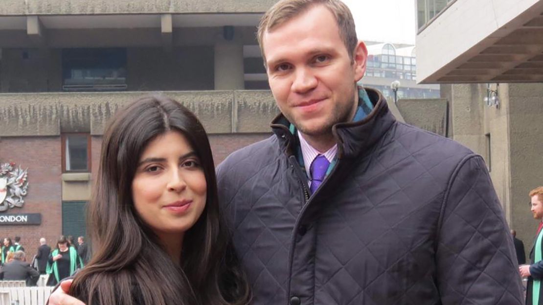 Hedges pictured alongside wife Daniela Tejada, who says the UK's handling of the case was inadequate. 