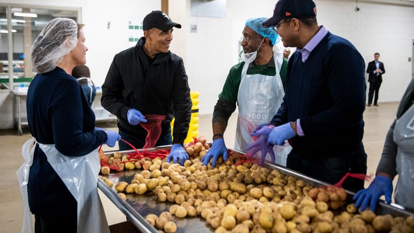 President Barack Obama participates in a service project at the Greater Chicago Food Depository in Chicago, IL on November 20, 2018. 

Please credit "The Obama Foundation." The photographs may not be manipulated in any way, and may not be used in commercial or political materials, advertisements, emails, products, or promotions that in any way suggest approval or endorsement by the Foundation, President Obama, or Mrs. Obama without the Foundation's prior written consent.