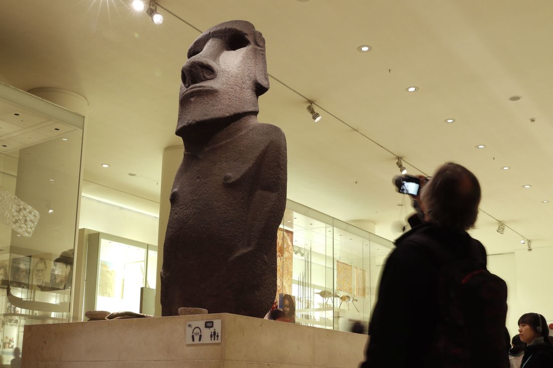 Hoa Hakananai'a pictured at the British Museum in London.