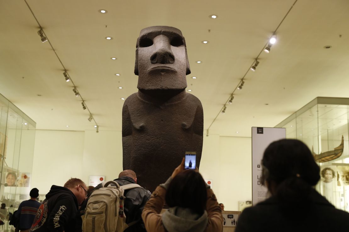 Hoa Hakananai'a pictured at the British Museum in London.