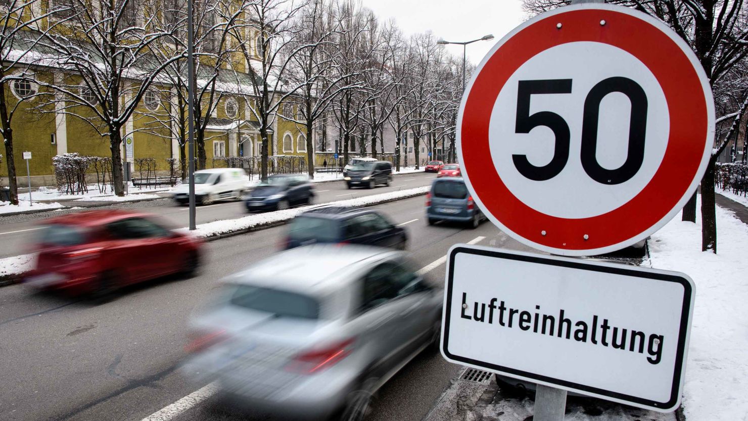 A speed limit sign in Munich, Germany. The teenager was caught driving at 95kmh in a 50kmh zone under an hour after passing his test.