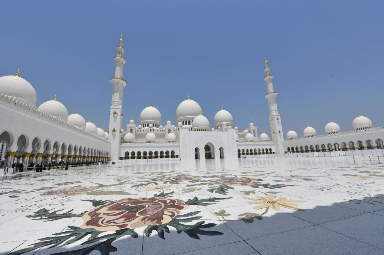 <strong>Floral artworks: </strong>British artist Kevin Dean was commissioned to design the floral motifs that adorn the mosque's main courtyard. "I couldn't quite believe it," he says. "It was incredible and so beautiful."