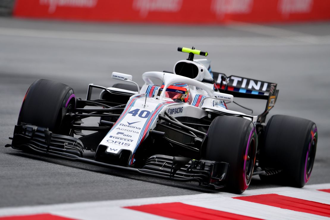 Robert Kubica test driving for Williams in the first practice session ahead of the Austrian Formula One Grand Prix in June.