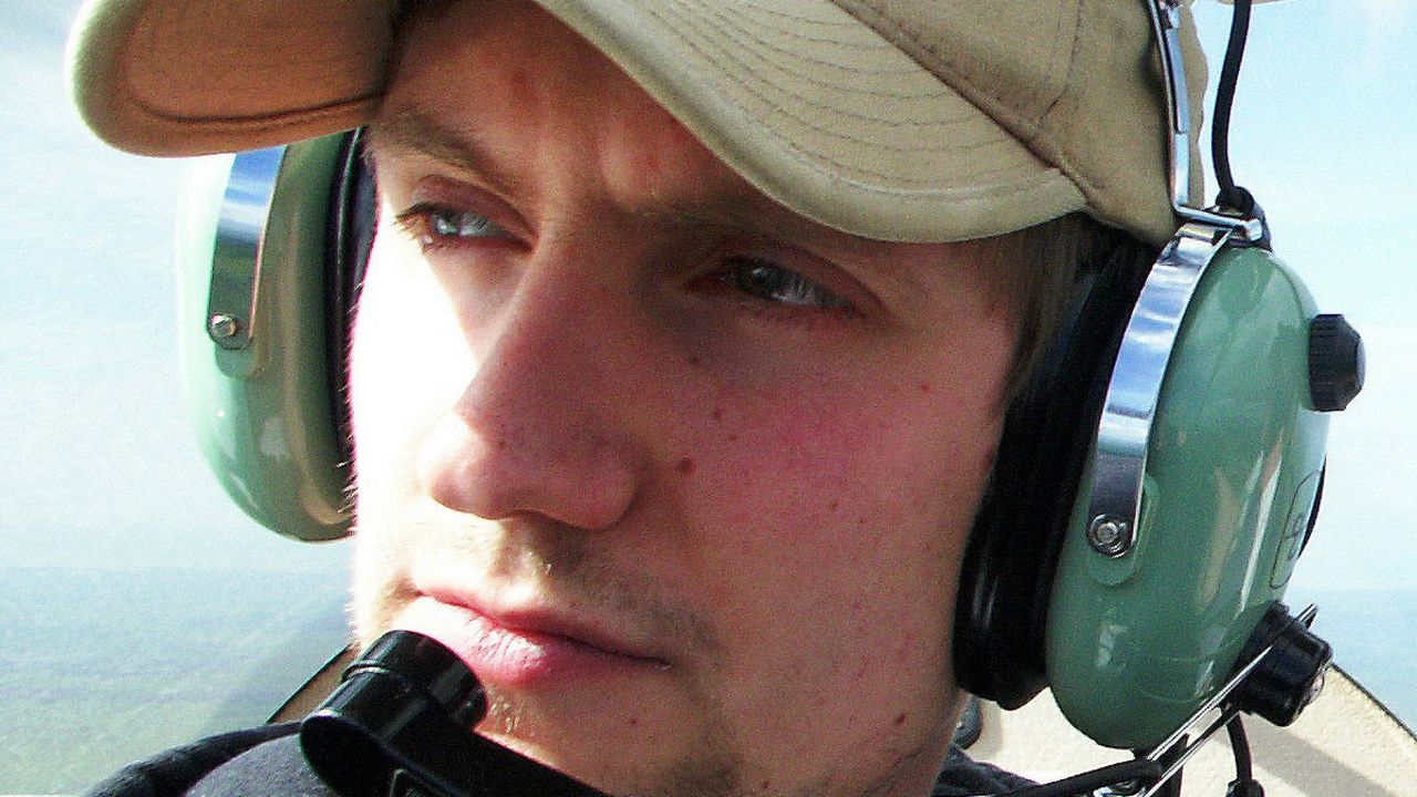Lewis Whyld in 2003, the year he photographed the Concorde. This photograph was taken on his first-ever attempt at aerial photography. He was in a plane with his friend, who was training to fly at the time.