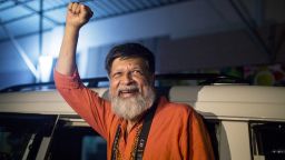 Bangladeshi photographer and activist Shahidul Alam reacts as he is released from Dhaka Central Jail, Keraniganj, near Dhaka, on November 20, 2018, after he was granted bail by the high court a few days prior. - Award-winning Bangladeshi photographer and activist Shahidul Alam was released from prison on November 20 after more than 100 days behind bars, in a closely watched freedom of speech case. The 63-year-old Alam was arrested on August 5 for making "false" and "provocative" statements on Al Jazeera television and Facebook during student protests. (Photo by Suman Paul / AFP)        (Photo credit should read SUMAN PAUL/AFP/Getty Images)