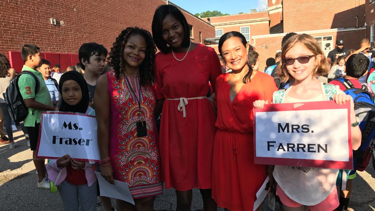 Aisha Fraser, second from left, in a photo shared by the Shaker Heights Teachers' Association.