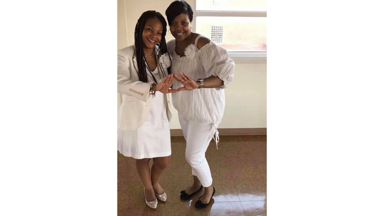 Aisha Fraser, left, in a photo shared by the Shaker Heights Teachers' Association.