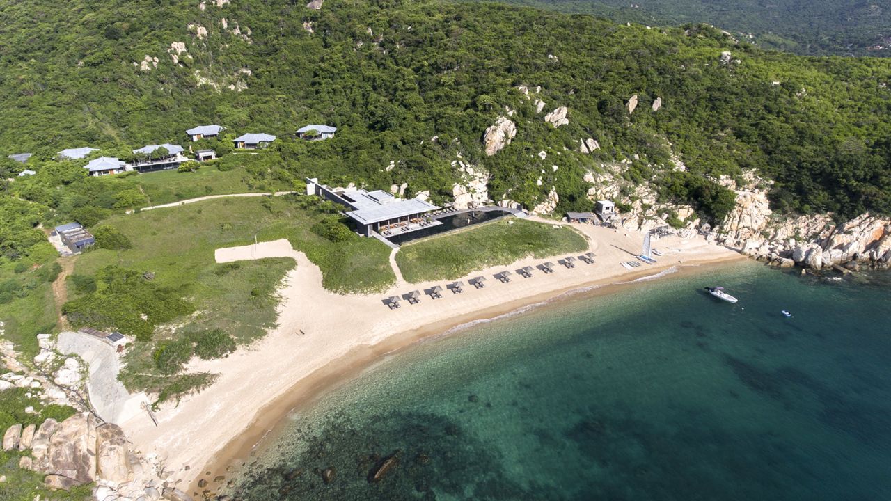 Perched on a hillside bordering Nui Chua National Park, the luxury Amanoi is home to a private sheltered cove of soft sand and a beach club restaurant.