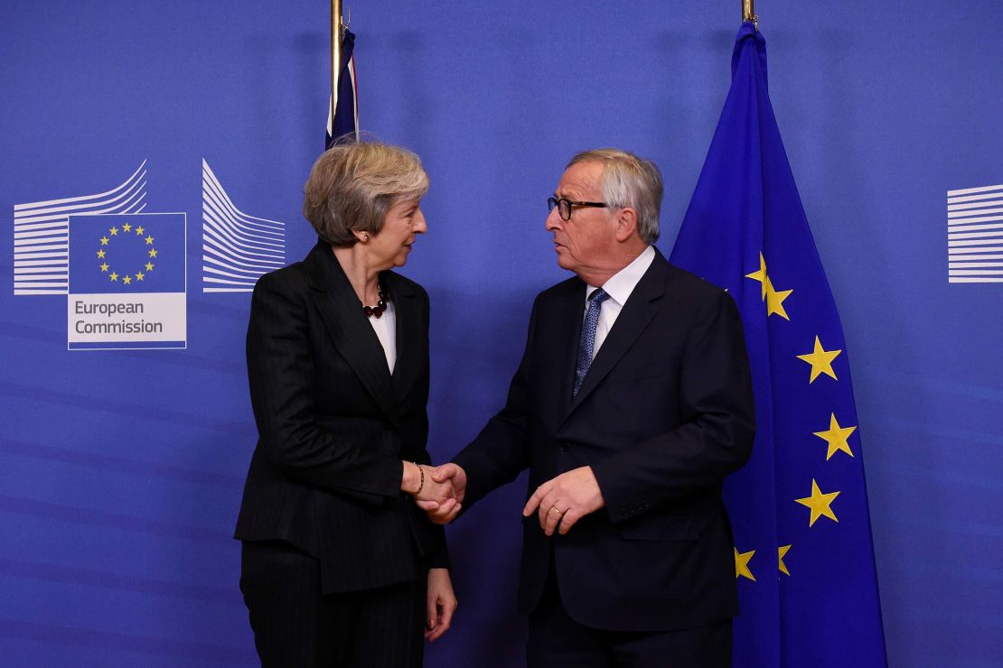 European Commission President Jean-Claude Juncker and UK Prime Minister Theresa May meet Wednesday in Brussels.