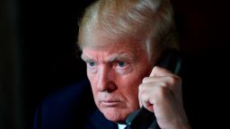 President Donald Trump talks with troops via teleconference from his Mar-a-Lago estate in Palm Beach, Fla., Thursday, Nov. 22, 2018. (AP/Susan Walsh)