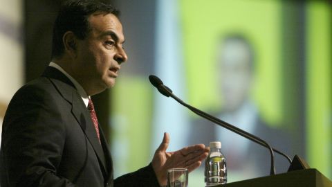 Carlos Ghosn addresses an audience during a conference in Beirut in 2003.