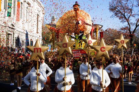 A turkey float takes part in the Macy's Thanksgiving Day Parade on Thursday, November 22.