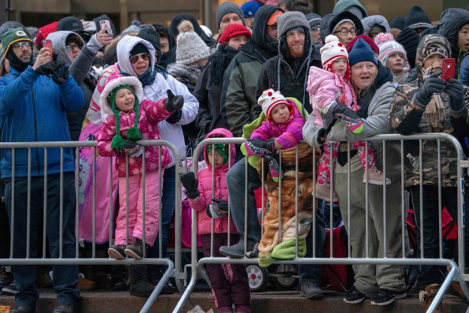 The crowd had to bundle up for the parade. The National Weather Service reported a low of 19 degrees Thursday morning, which makes it the second-coldest Thanksgiving Day in the city's history.