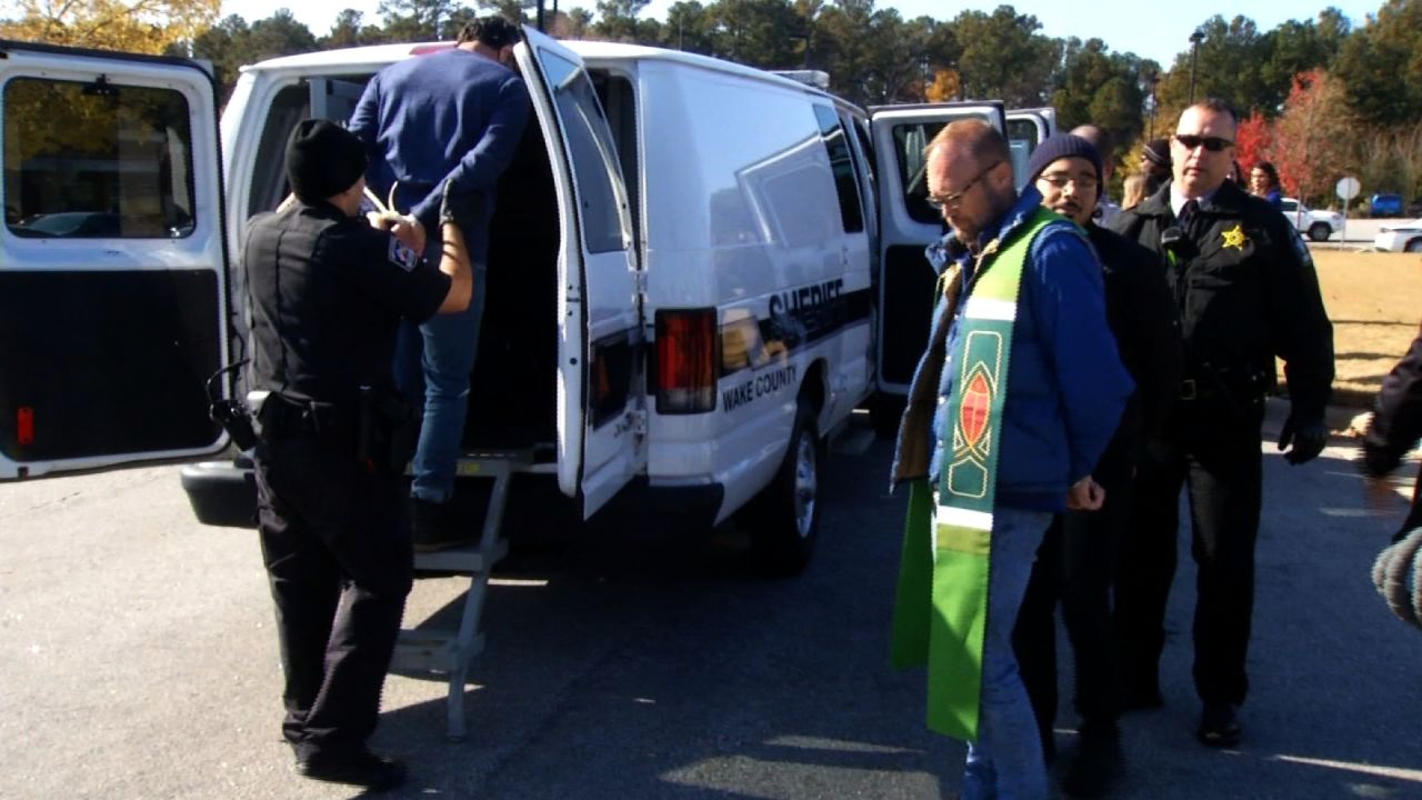 Cleve May, pastor of CityWell United Methodist Church in Durham, was among the 27 people arrested Nov. 23 outside the USCIS offices last week.
