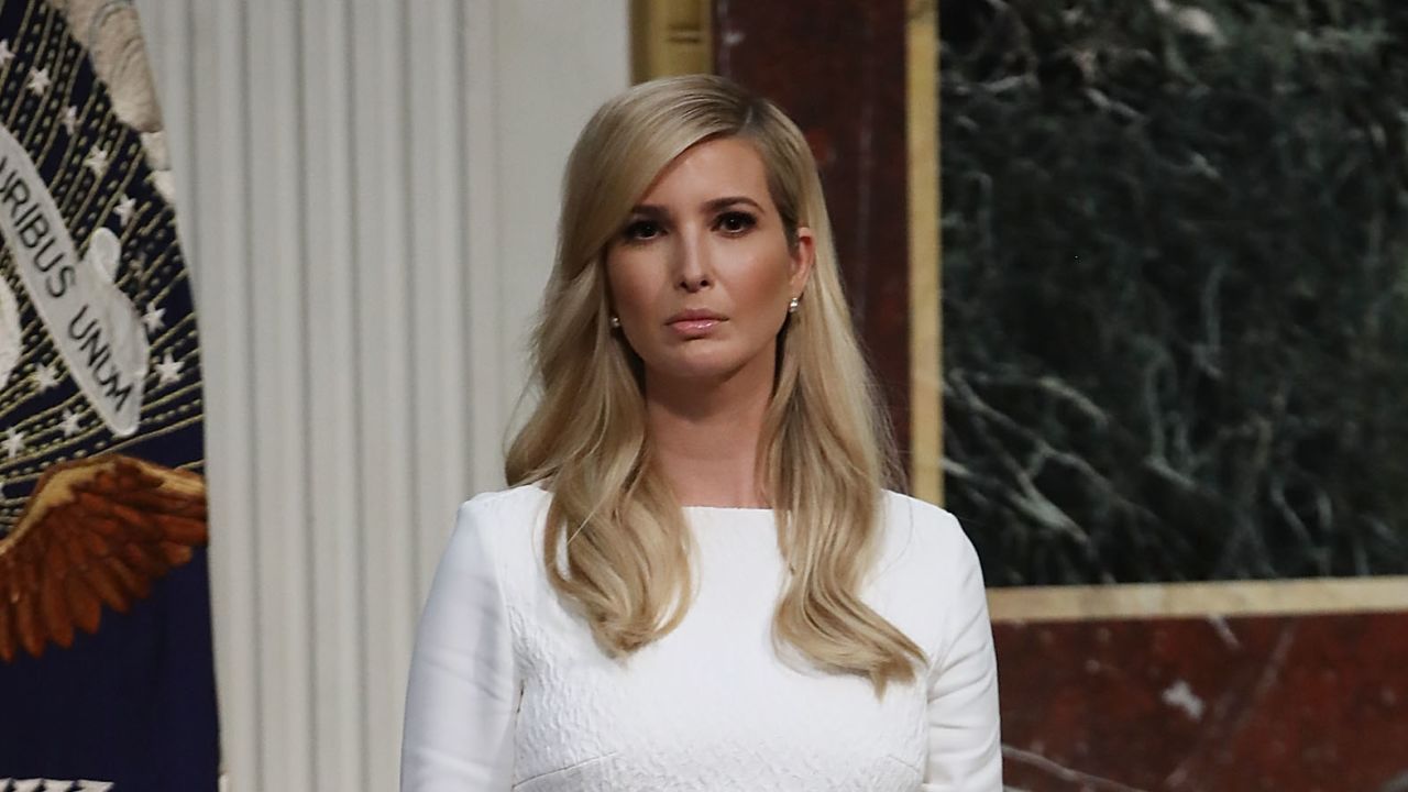 WASHINGTON, DC - OCTOBER 11:  White House Senior Advisor Ivanka Trump attends the annual meeting of President's Interagency Task Force (PITF) to Monitor and Combat Trafficking in Persons, at the Eisenhower Executive Office Building on October 11, 2018 in Washington, DC. This meeting of the PITF is the first held by the Trump Administration.  (Photo by Mark Wilson/Getty Images)