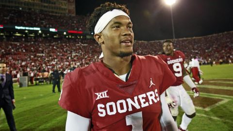 Quarterback Kyler Murray of the Oklahoma Sooners walks off the field after the game against the Army Black Knights in Norman, Oklahoma, in September. Murray is the seventh Sooner to win the Heisman Trophy.